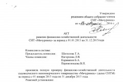 Акты ревизии финансово-хозяйственной деятельности СНТ “Мичуринец” за 2015 год